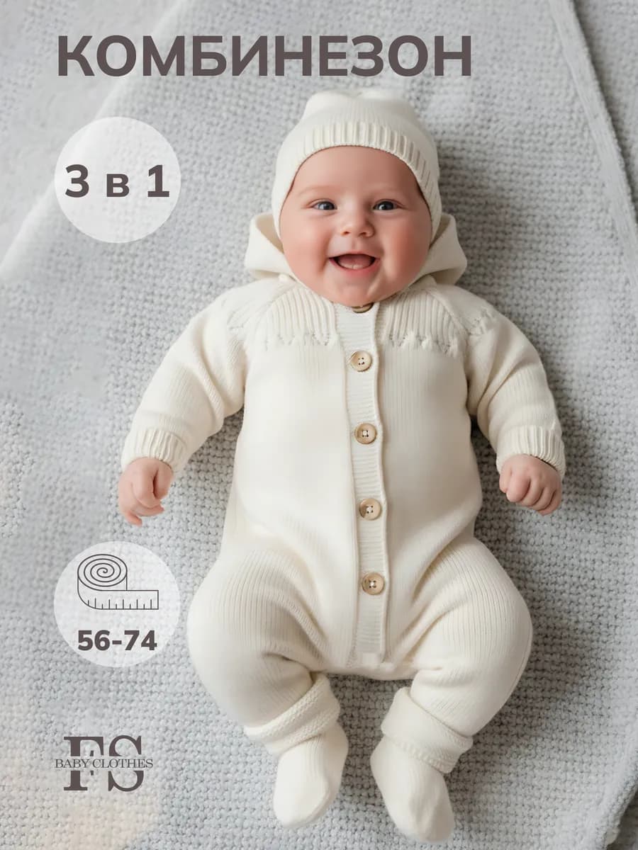 Вязаный комбинезон для новорожденных малышей