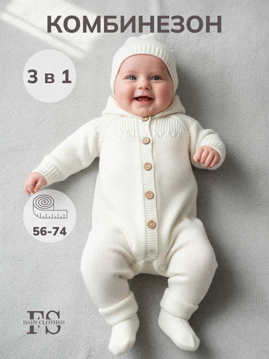 Вязаный комбинезон для новорожденных малышей - фото 1