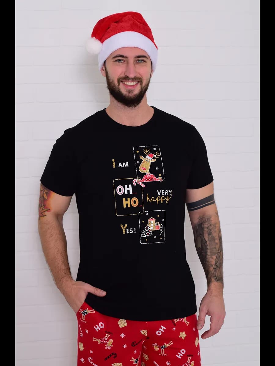 Пижама новогодняя, домашний костюм с шортами