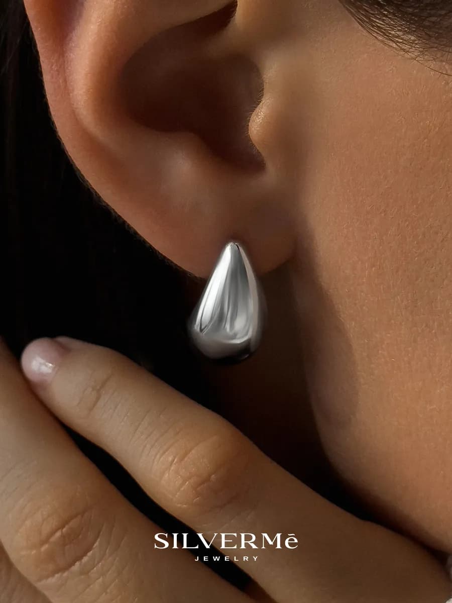 Серьги капли серебряные гвоздики серебро 925