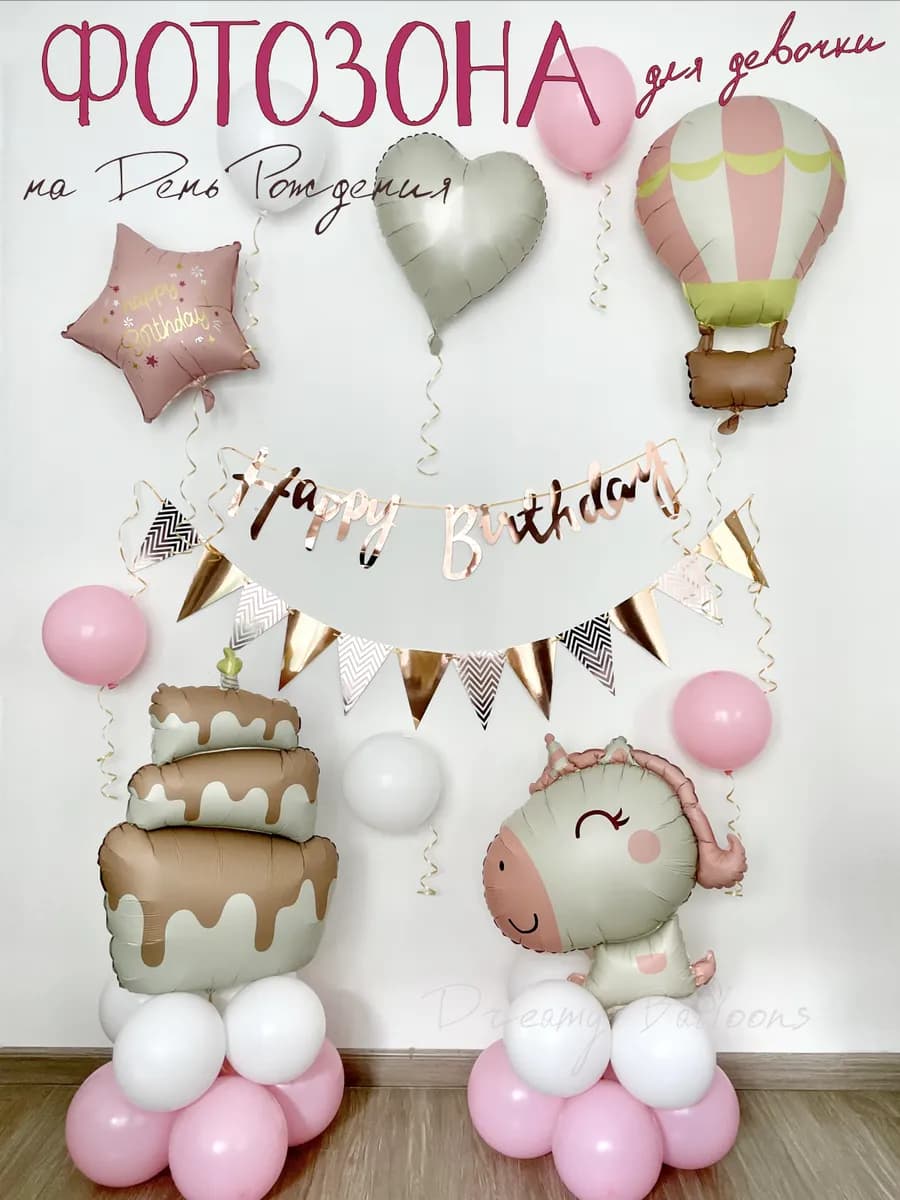 Набор воздушных шаров для фотозоны на день рождения девочки
