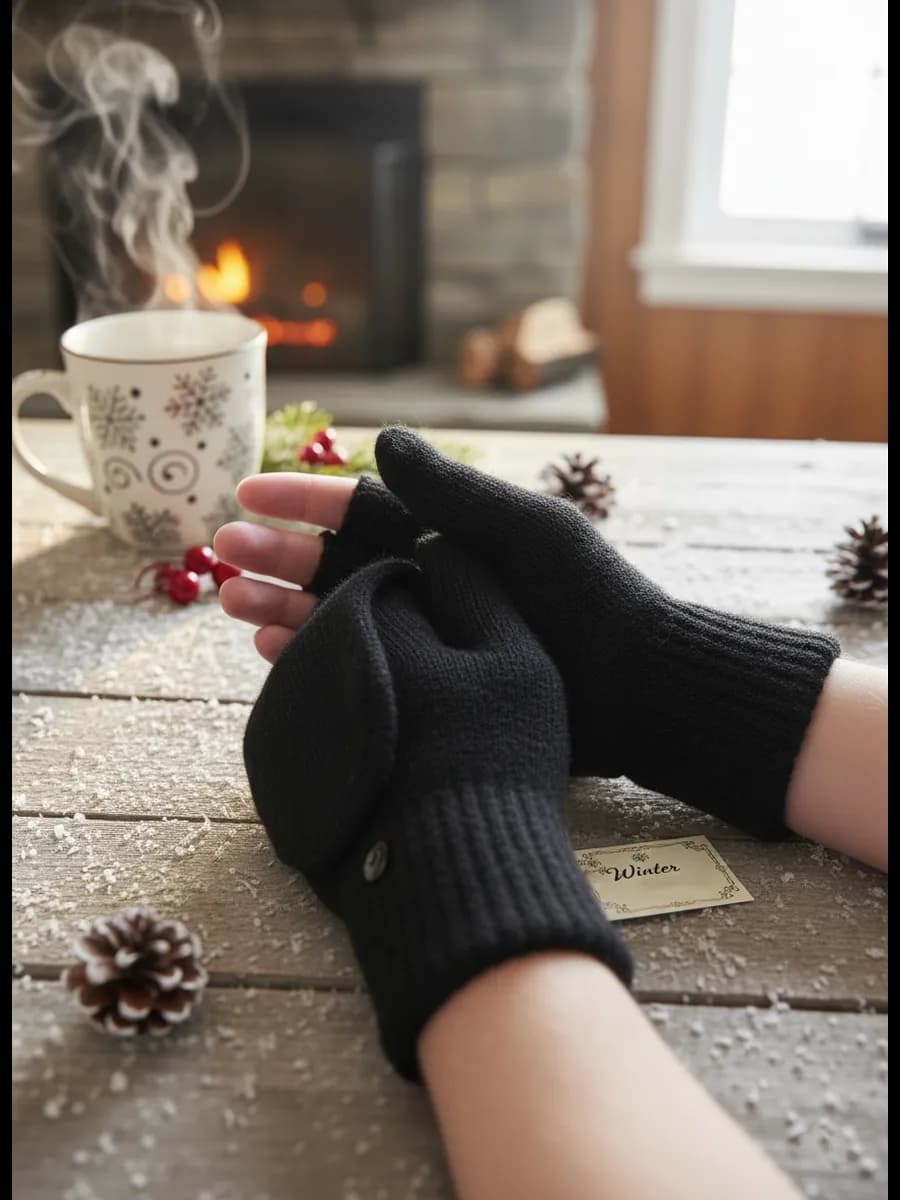 Перчатки мужские без пальцев теплые, митенки