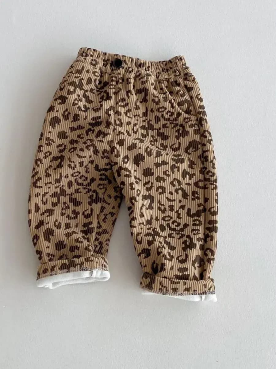 брюки детские на резинке леопард утепленные
