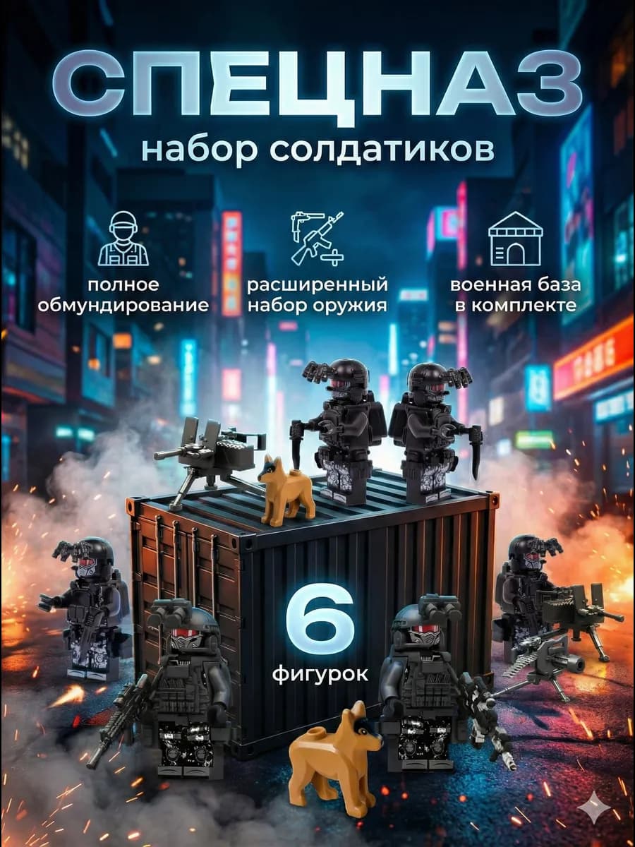 Фигурки человечки Солдатики с военной базой