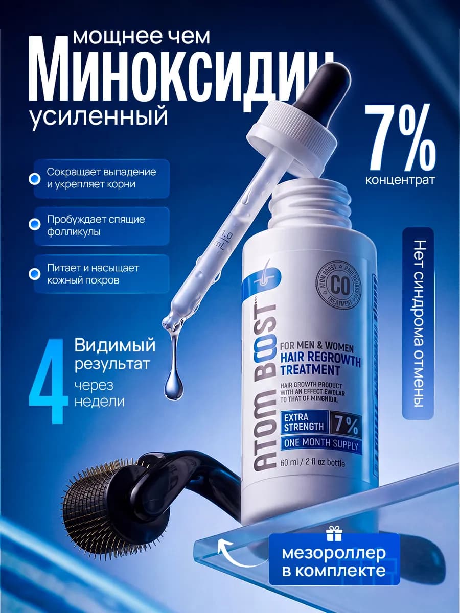 Набор 7% для роста волос и бороды средство с мезороллером