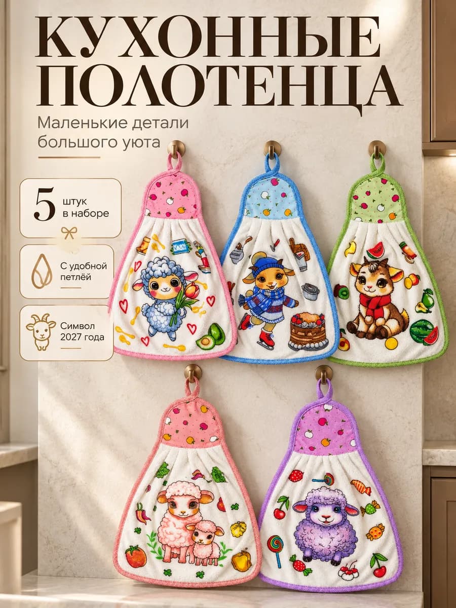 Подарки на новый год 2027 новогодние полотенца 5 шт