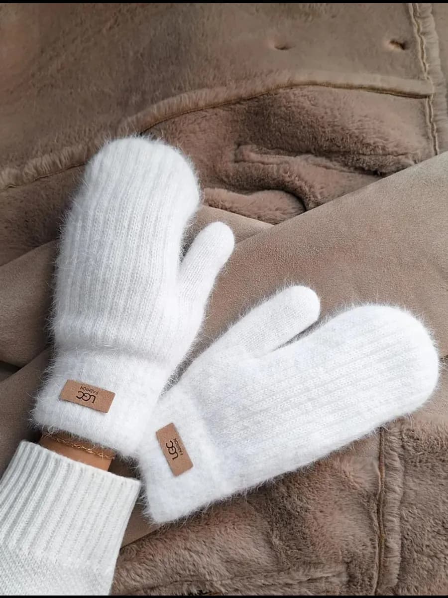 Варежки зимние шерстяные из ангорки