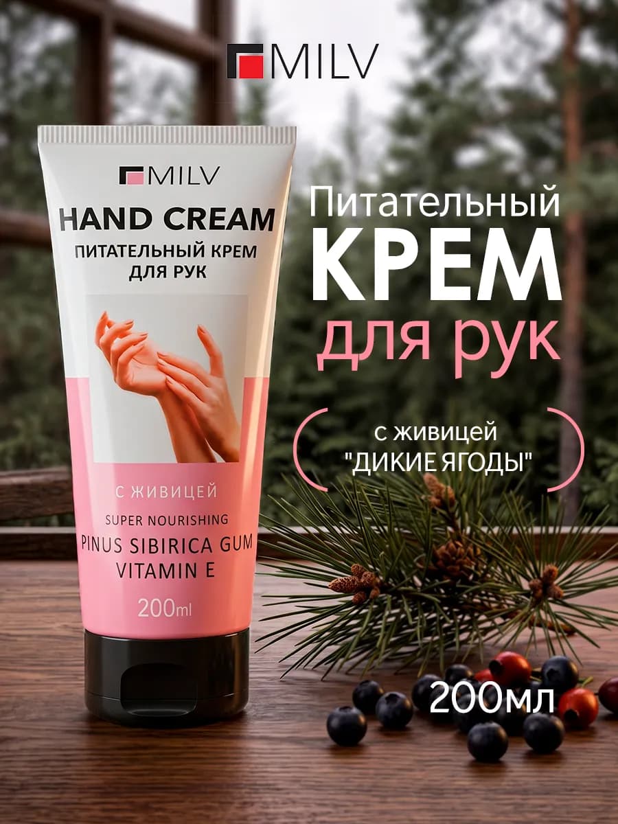 Питательный крем для рук с живицей "дикие ягоды"