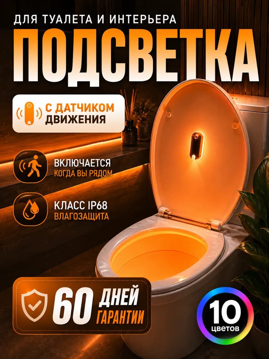 Подсветка для унитаза и для ванной с датчиком сенсорная