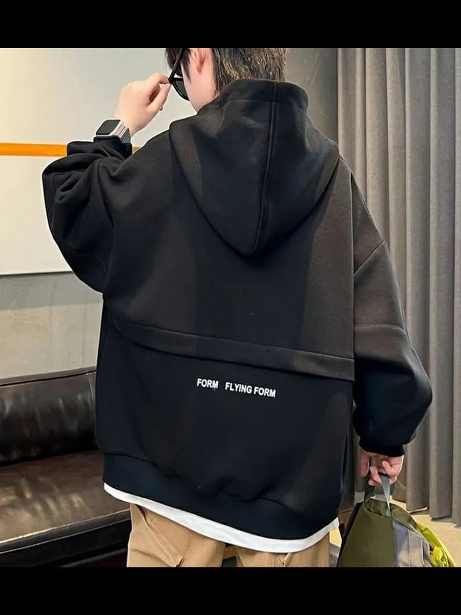 Зип худи с начесом на молнии оверсайз в школу