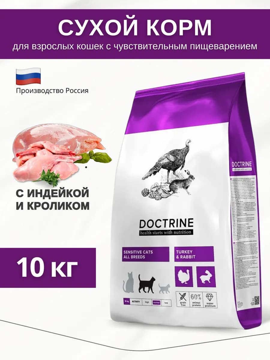 Сухой корм для кошек с чувствительным пищеварением, индейка…