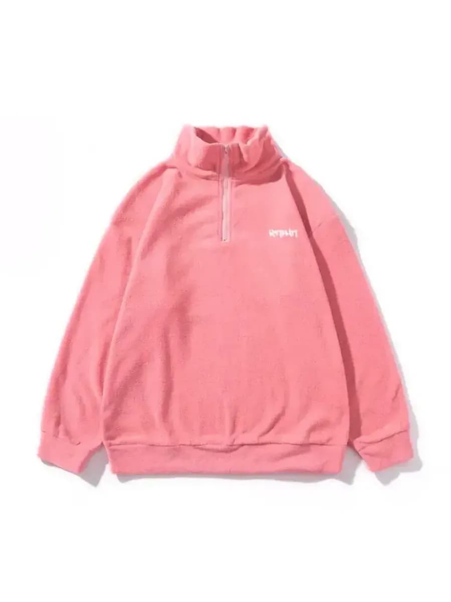 Толстовка флисовая оверсайз с воротником свитшот Халф зип