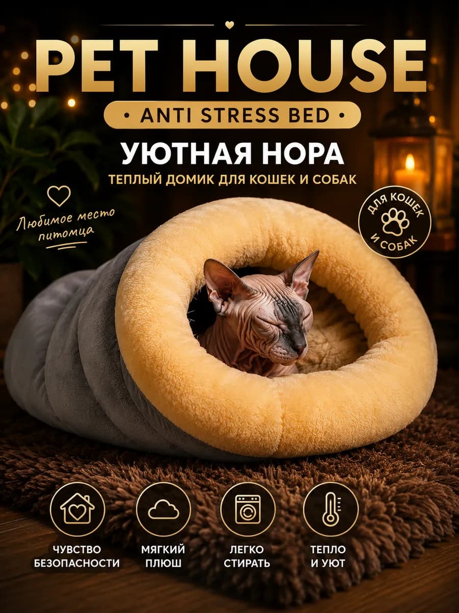 Лежанка нора для кошек и собак