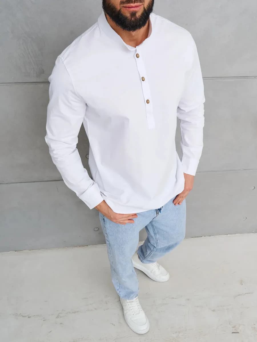 Рубашка с длинным рукавом без воротника