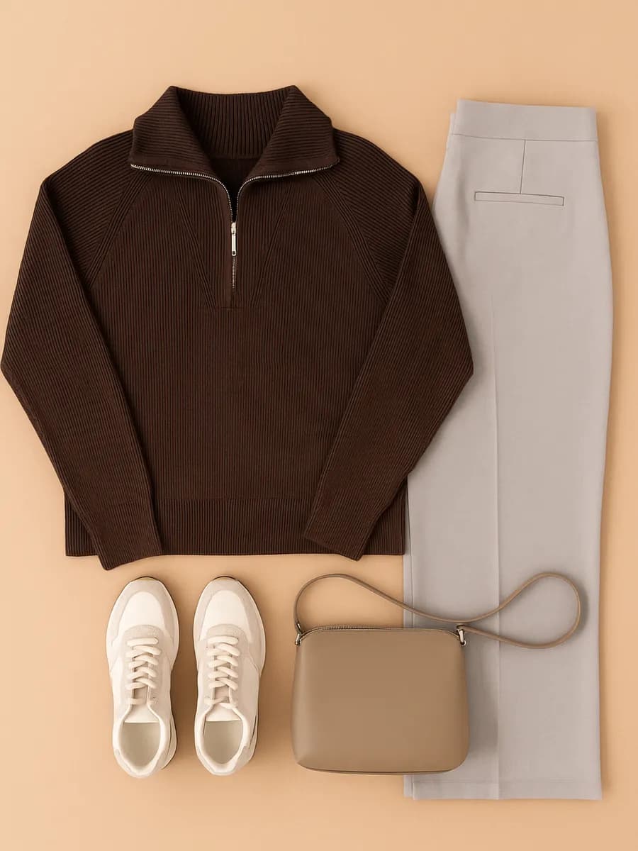 Свитер оверсайз шерстяной на замке