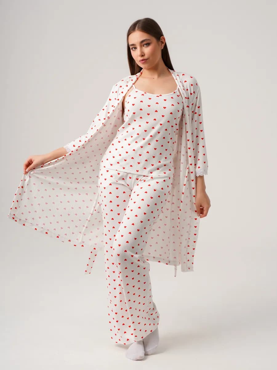 Пижама со штанами с сердечками