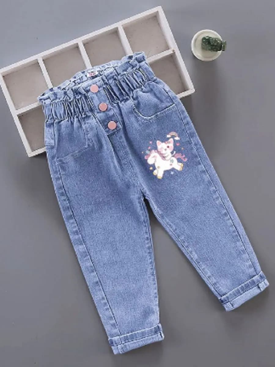 джинсы принт единорог