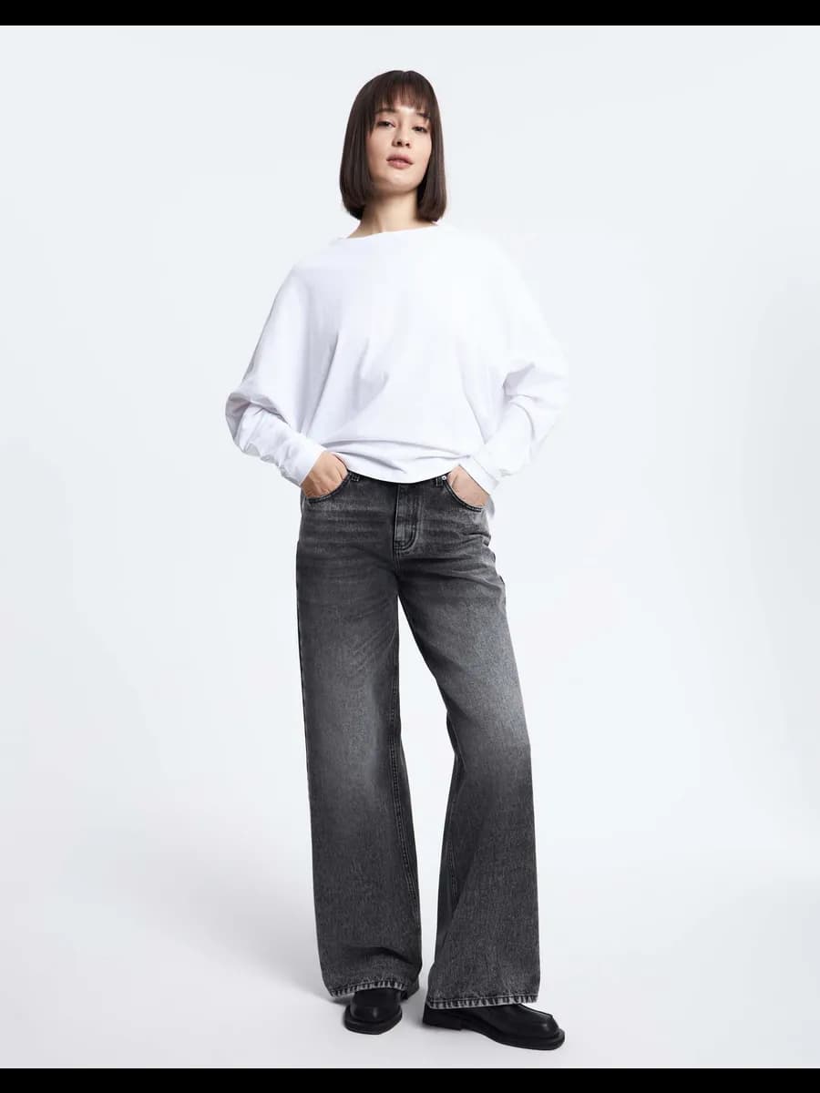 Джинсы прямые трубы с высокой посадкой