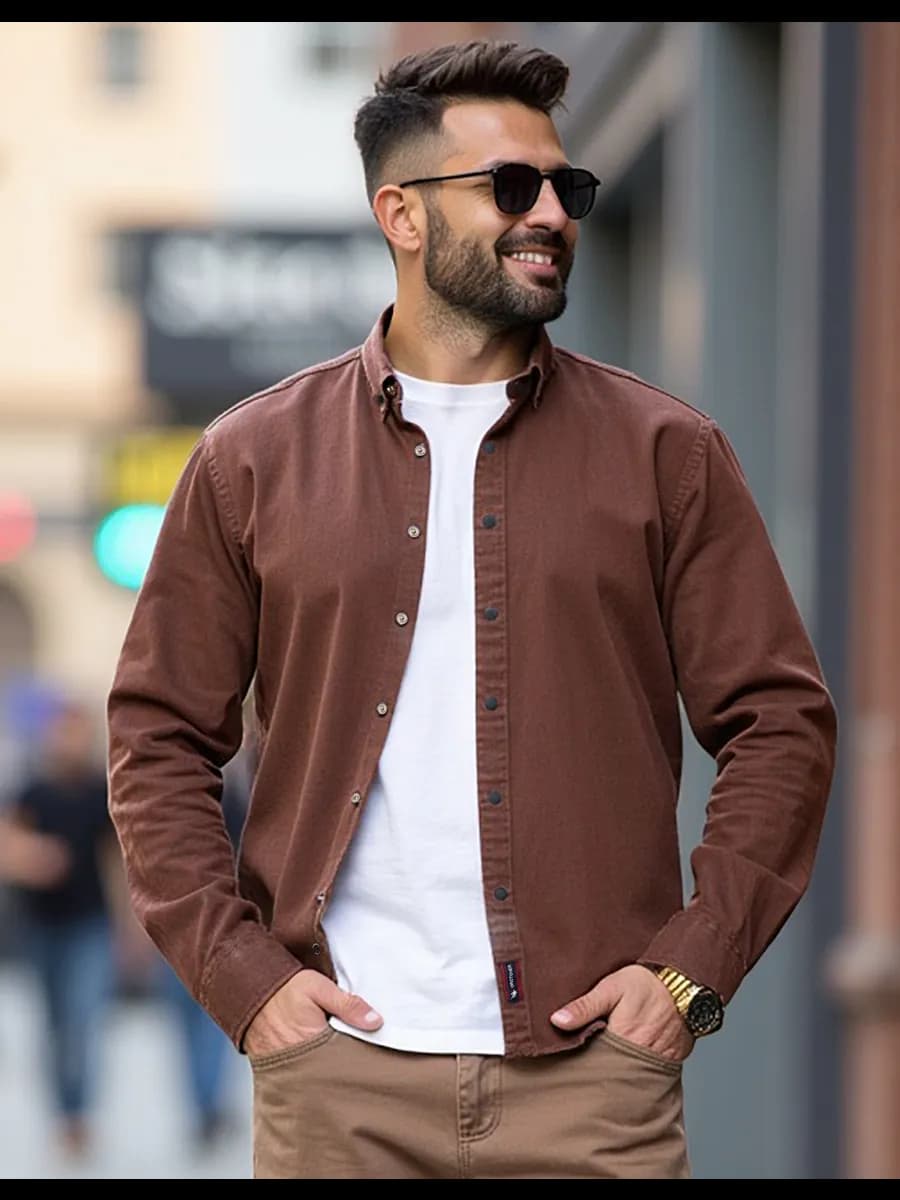 Рубашка приталенная на кнопках