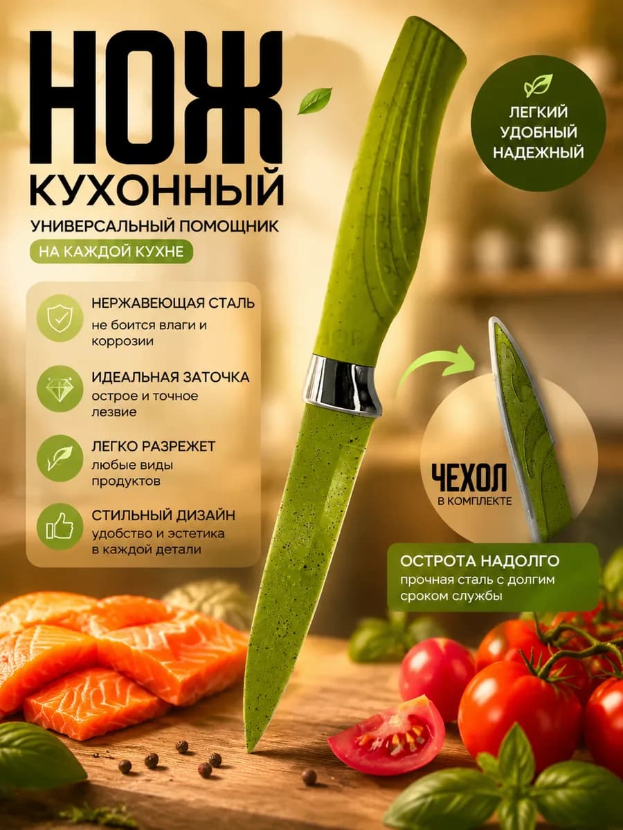Нож кухонный с чехлом