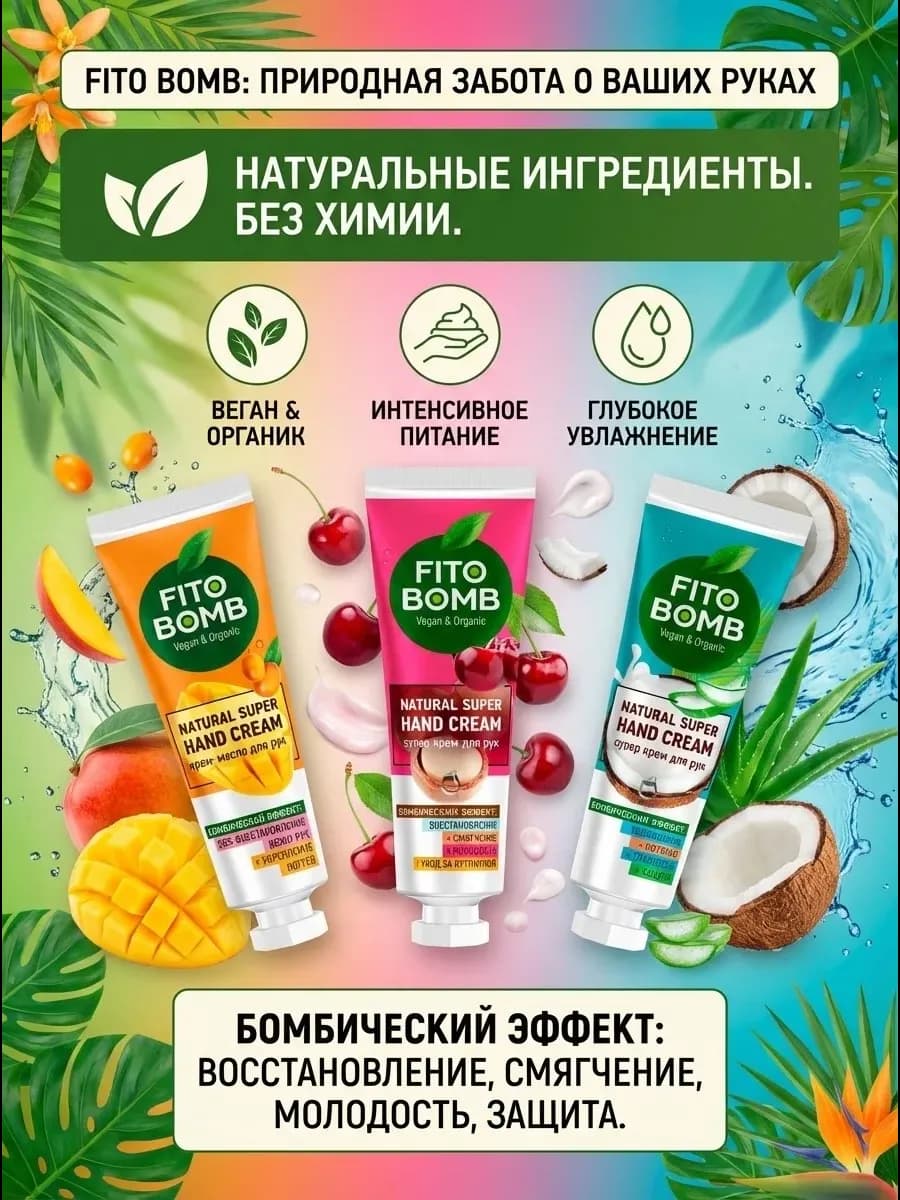 Фито бомб набор три крема для рук