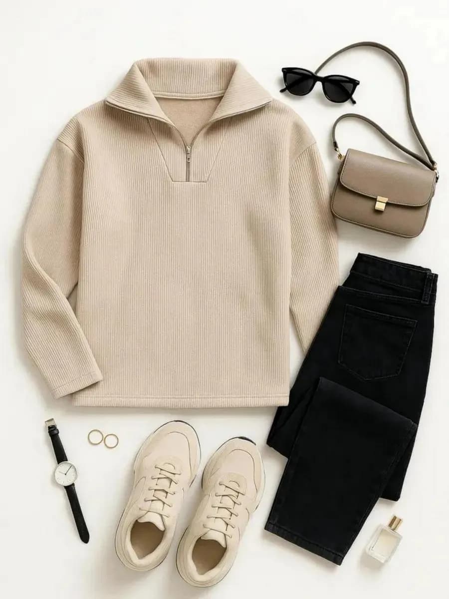 Кофта оверсайз на молнии полузамок