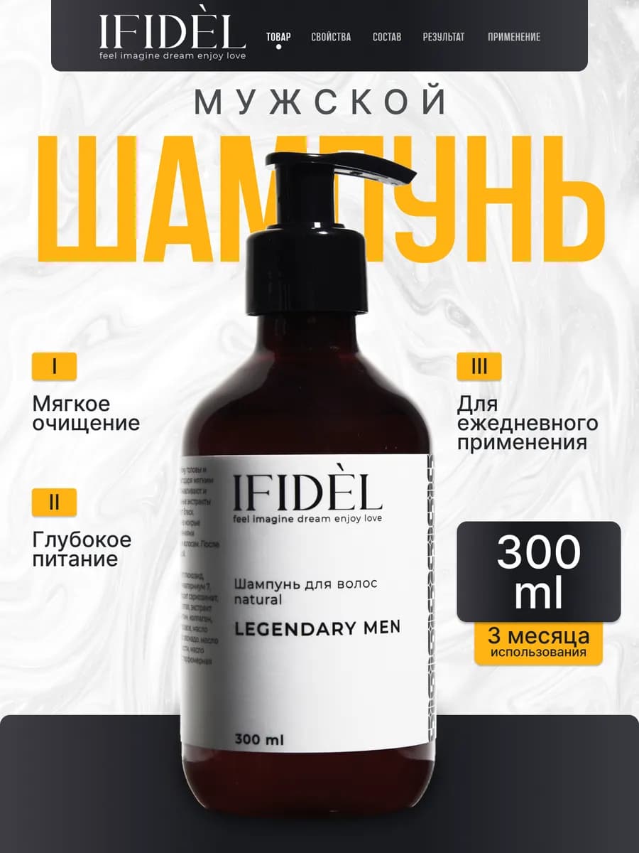 Шампунь для волос мужской с кератином, 300 мл Legendary Men