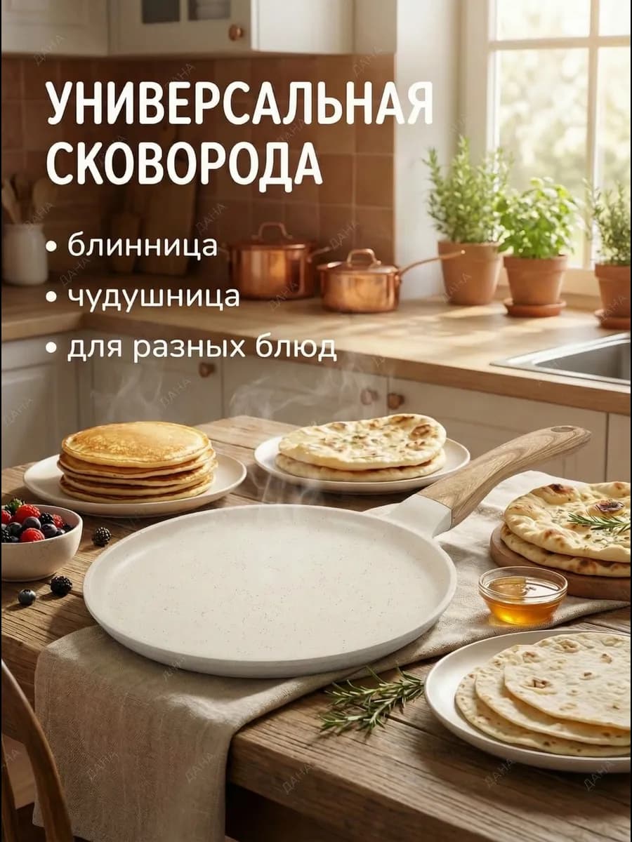 Блинная сковорода антипригарная 24 см чудушница индукционная