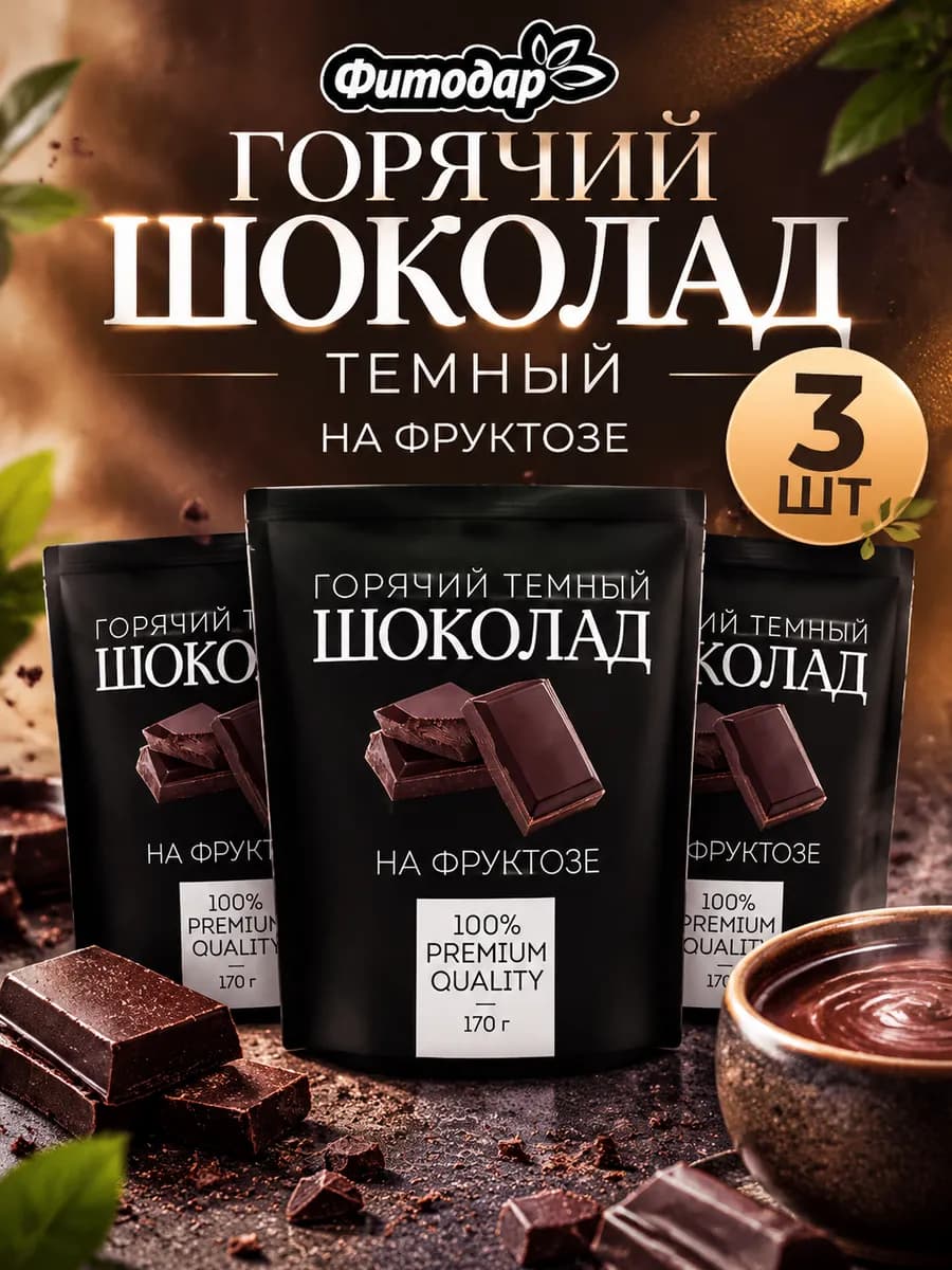 Какао-напиток горячий шоколад темный на фруктозе 170 г