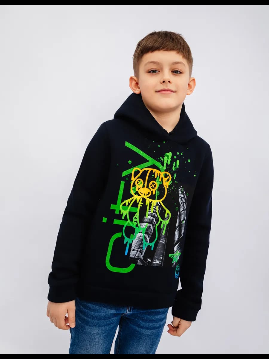Детская толстовка зип худи теплая с принтом граффити
