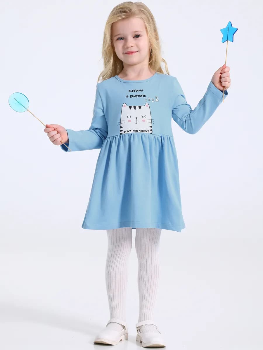 Платье в садик с длинным рукавом - фото 1