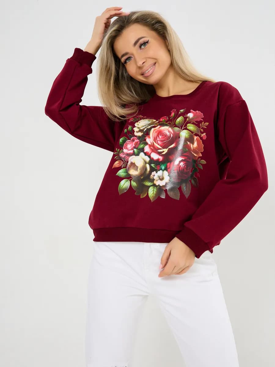 Свитшот оверсайз хлопковый трикотажный