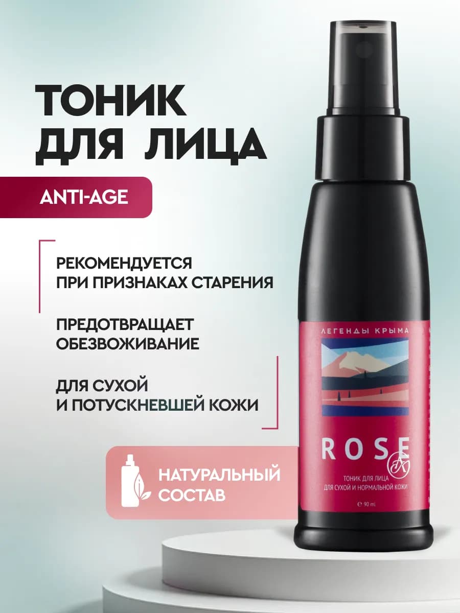 Тоник для лица увлажняющий с розой без отдушек и спирта