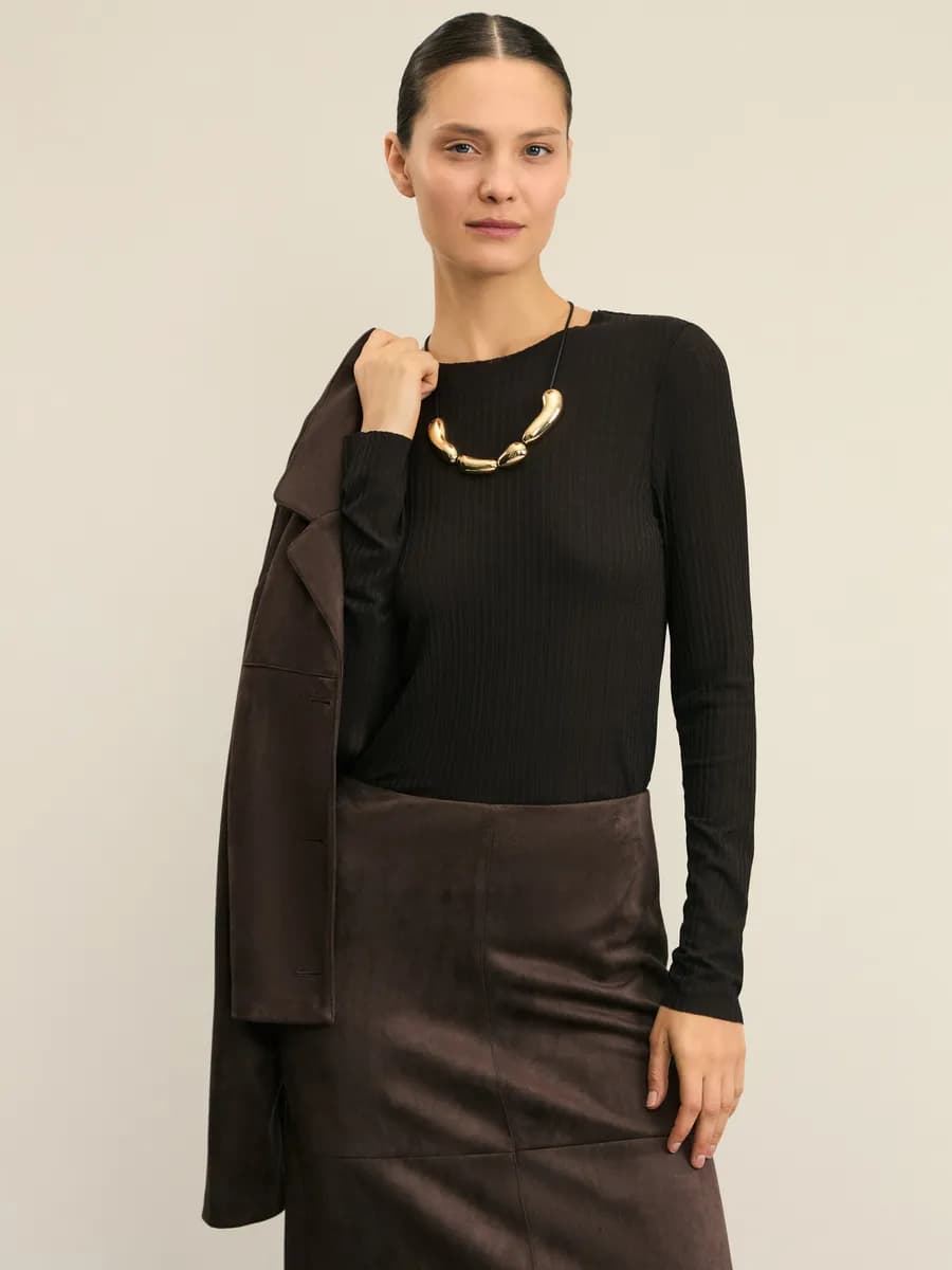 Джемпер вязаный трикотажный в рубчик