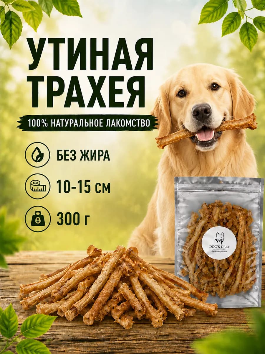 Сушеная утиная трахея Лакомства для собак 300 гр