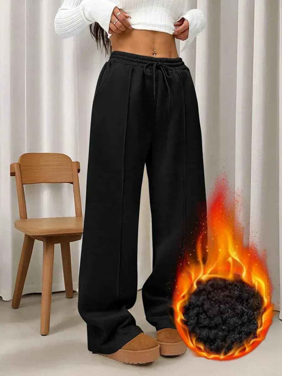 Спортивные штаны палаццо с начесом на резинке