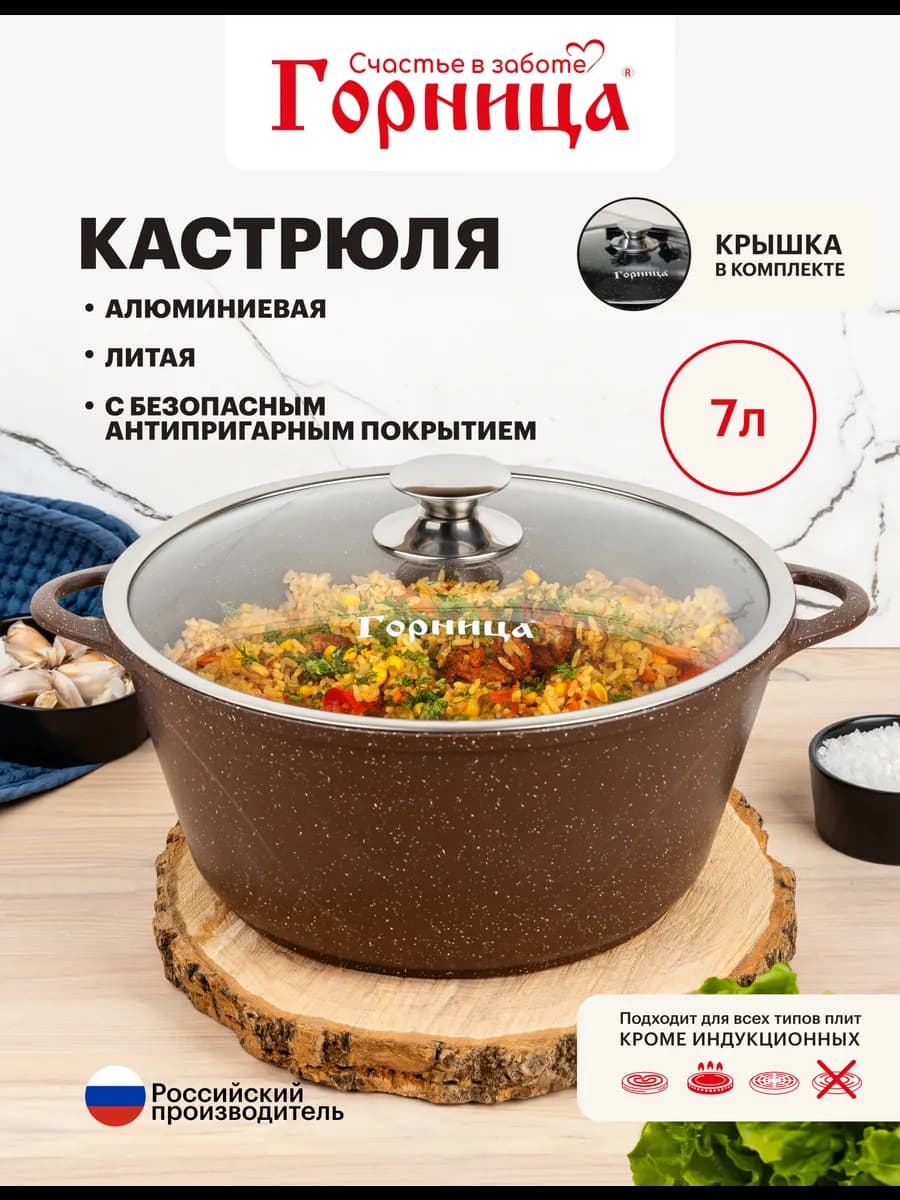 Кастрюля с крышкой 7 литров антипригарная распродажа посуды