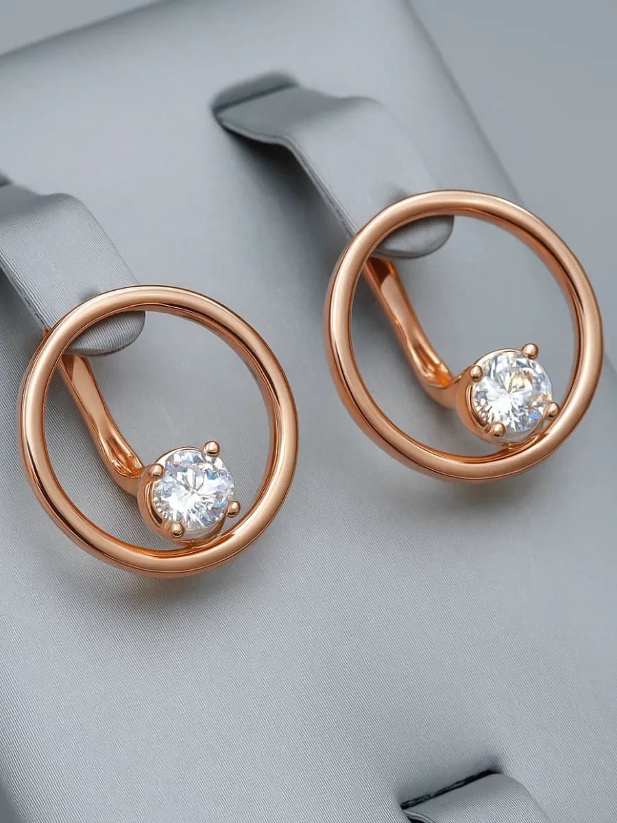 Серьги круглые позолоченные бижутерия