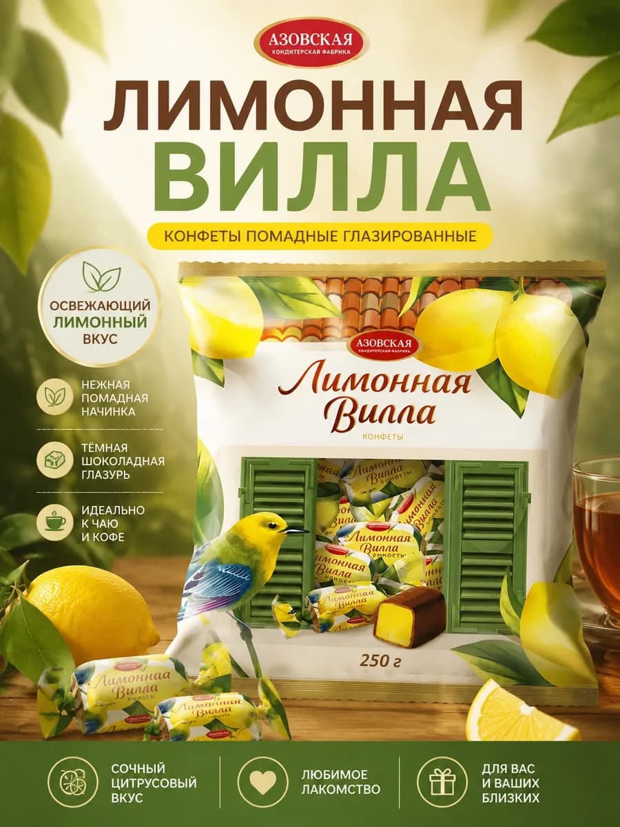 Конфеты помадные глазированные "Лимонная Вилла" 250 г