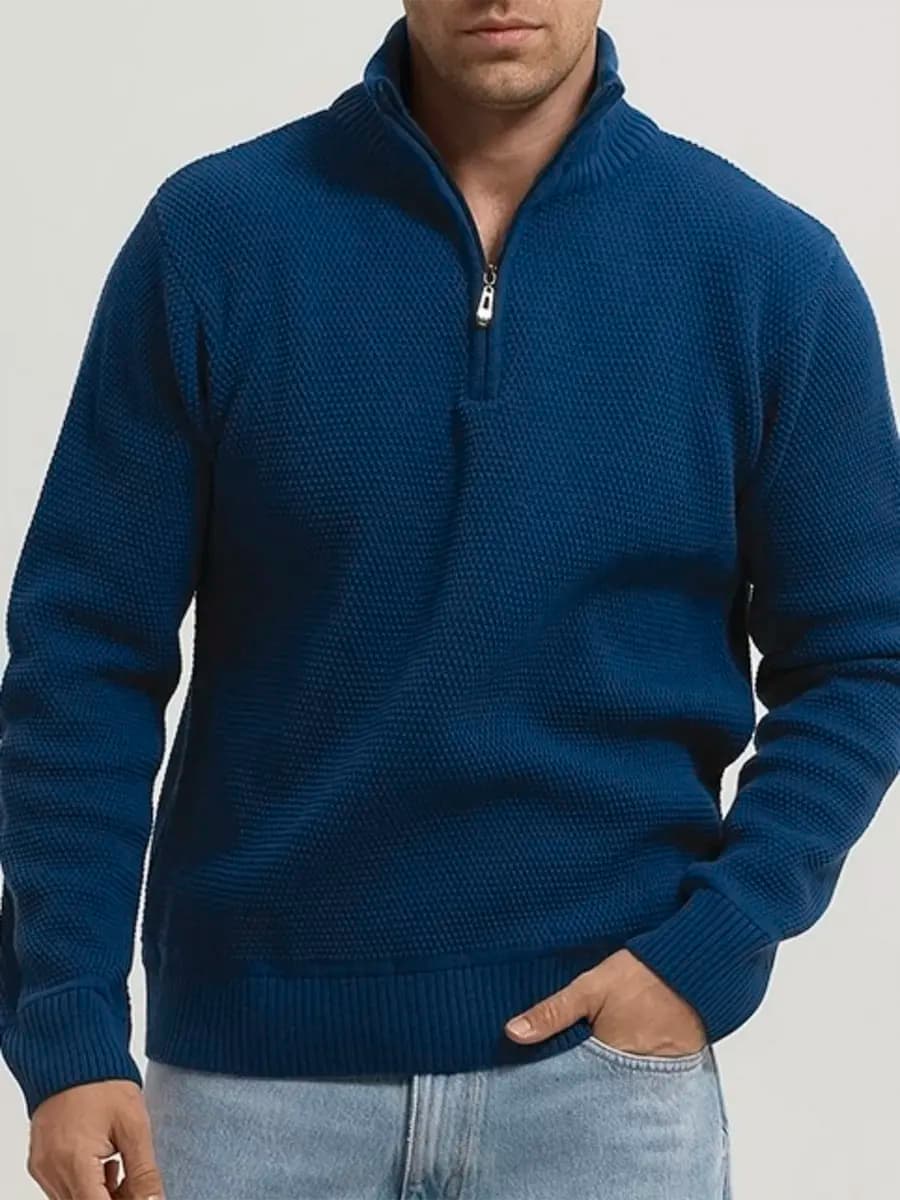 Джемпер на молнии с воротником вязаный повседневный