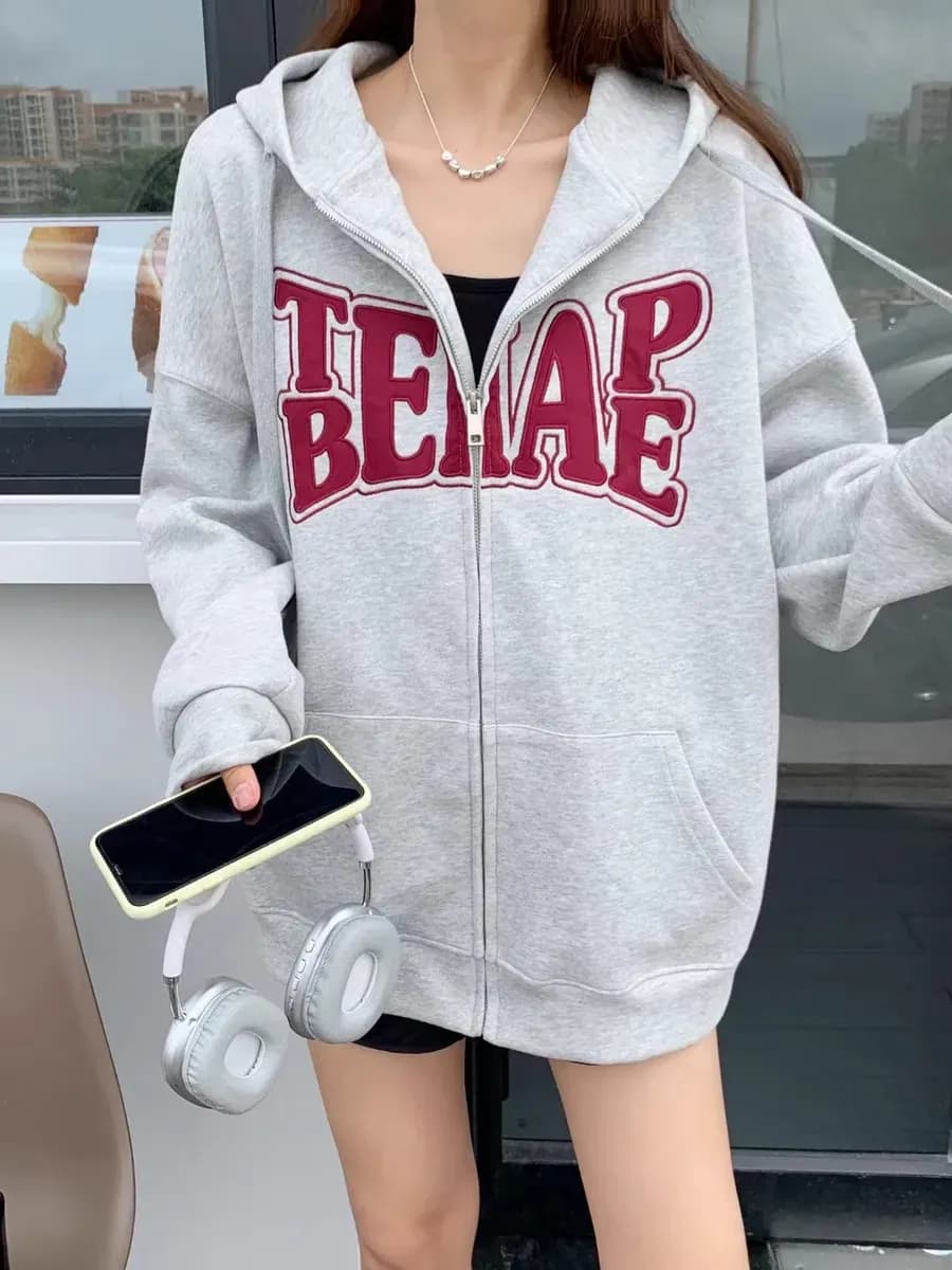 Худи на молнии оверсайз Y2K для подростков