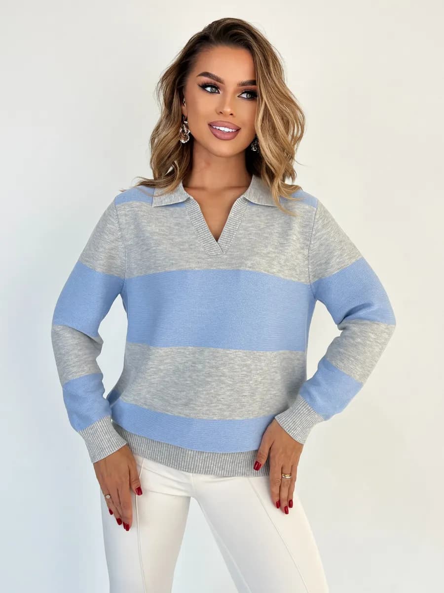 Джемпер-поло в полоску - фото 1