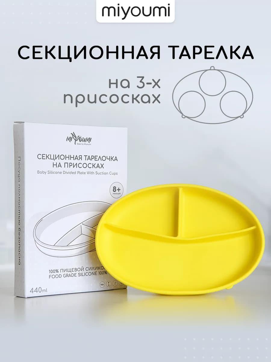 Силиконовая секционная тарелка на присоске