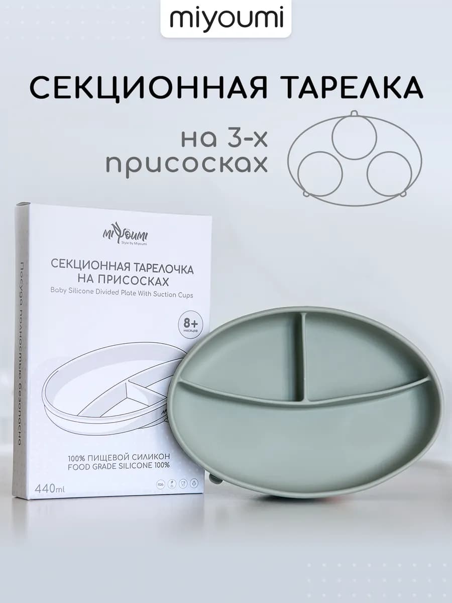 Силиконовая секционная тарелка на присоске