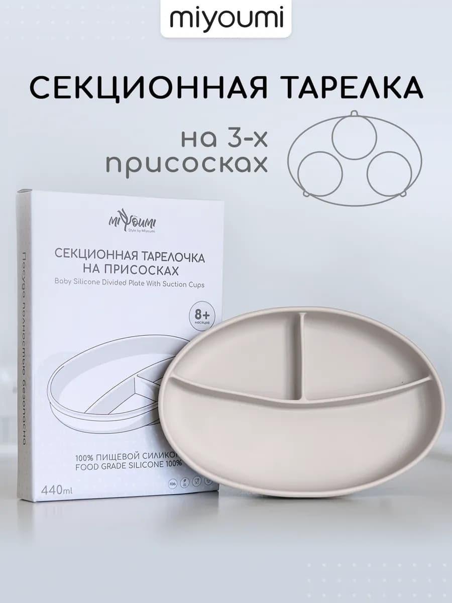 Силиконовая секционная тарелка на присоске