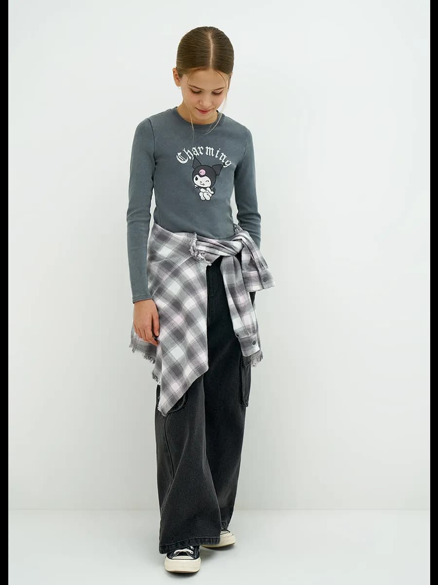 Лонгслив с принтом для девочек