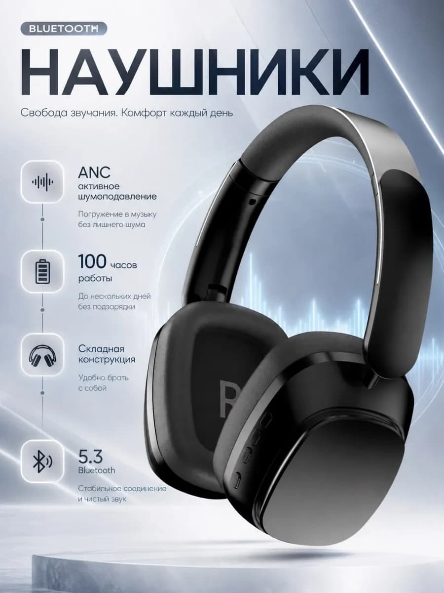 Беспроводные наушники большие Bluetooth с шумоподавлением