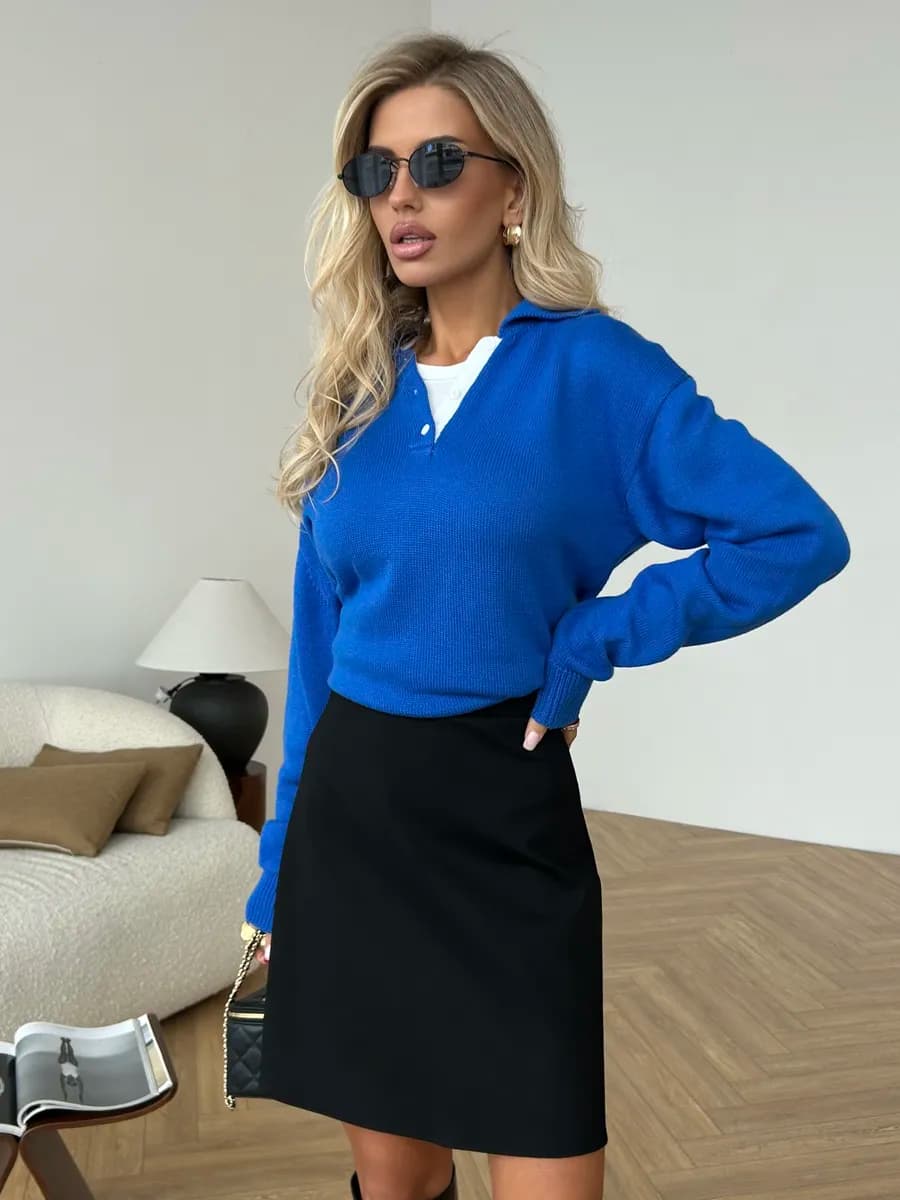 Юбка трапеция трикотажная плотная офисная