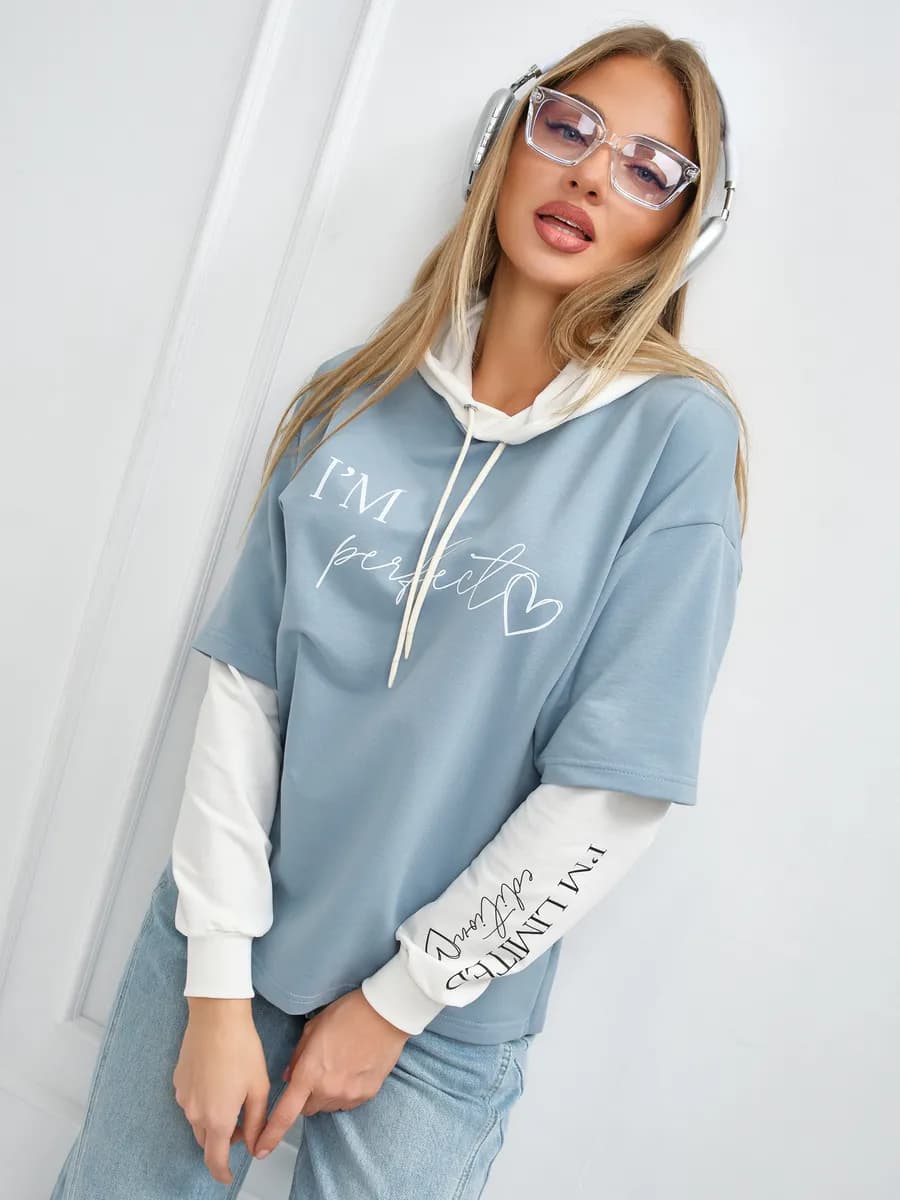 Толстовка комбинированная без начеса большие размеры