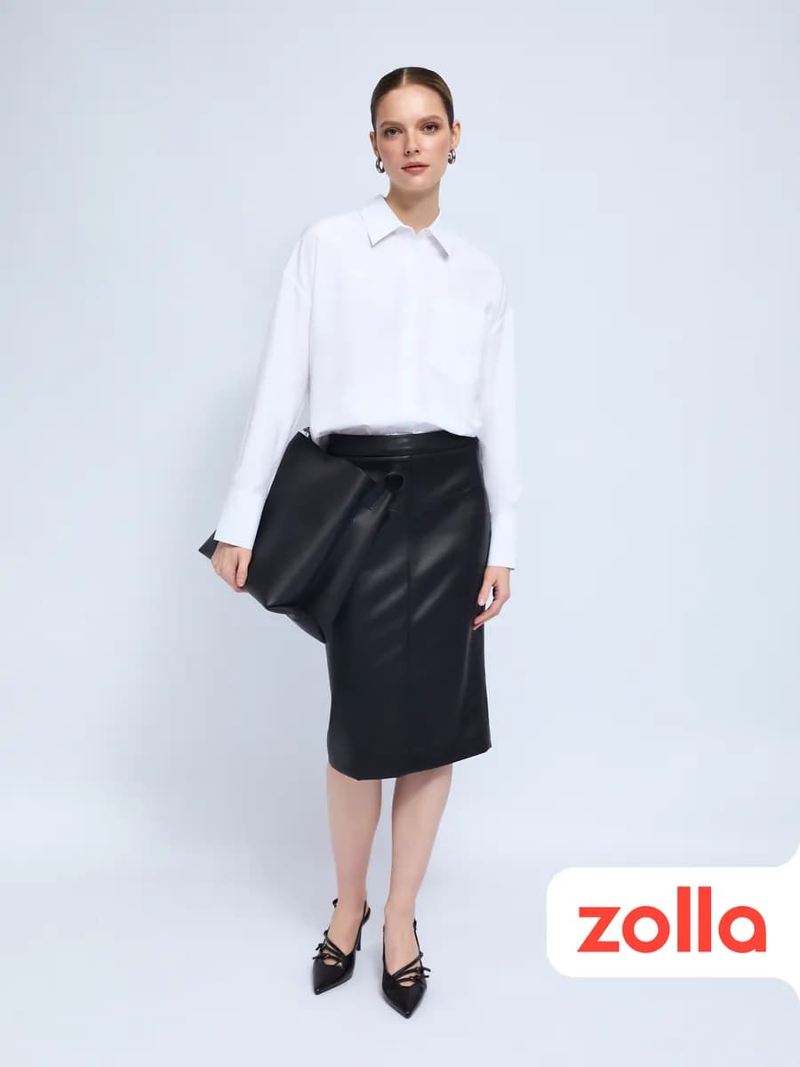 Женская юбка миди из экокожи прямая